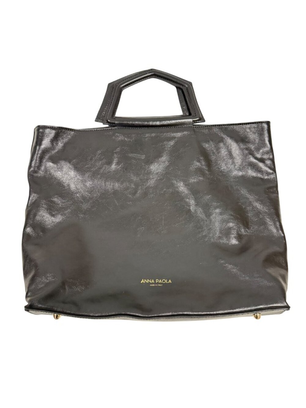 Anna Paola Bonnie Black Leather Tote Satchel‎ Made in Italy